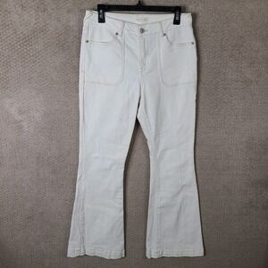Happily Grey Jeans Womens 7/28 White Flare Leg High Rise‎ Retro Style Stretch